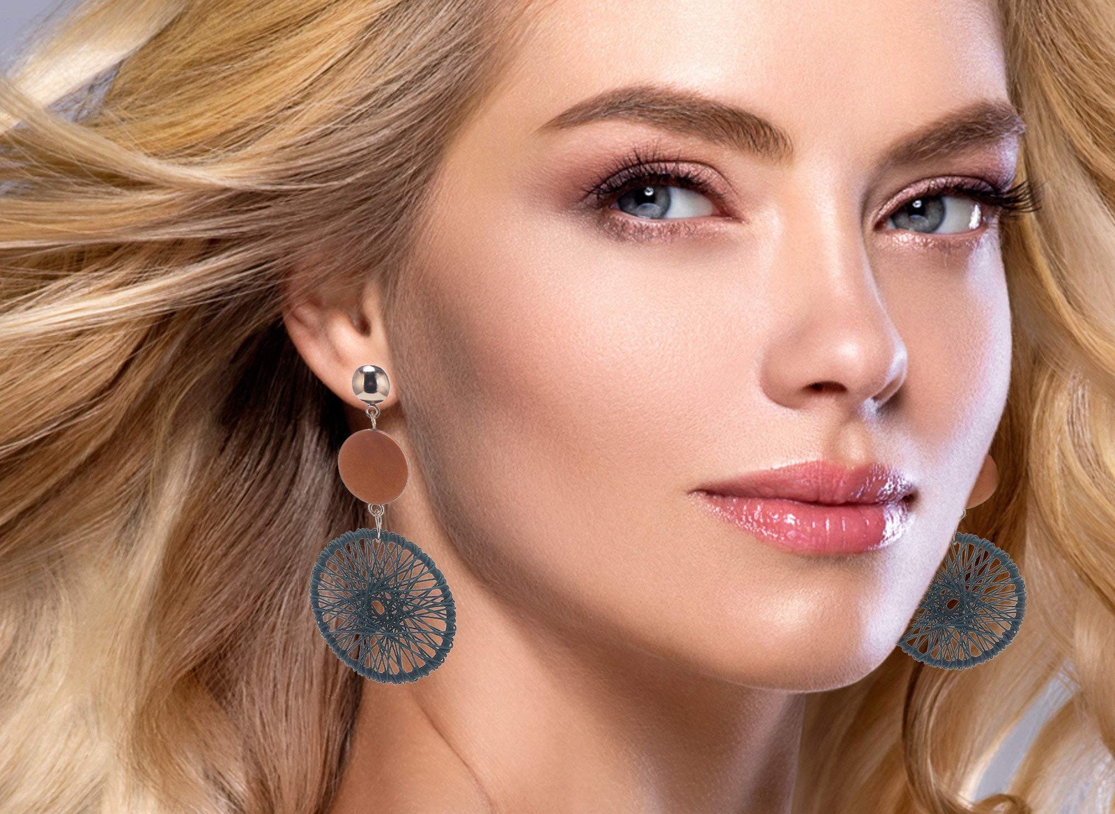 IDB Natural Handcrafted Wood Dream Catcher Mesh Dangle Boho Earrings (appro – 02