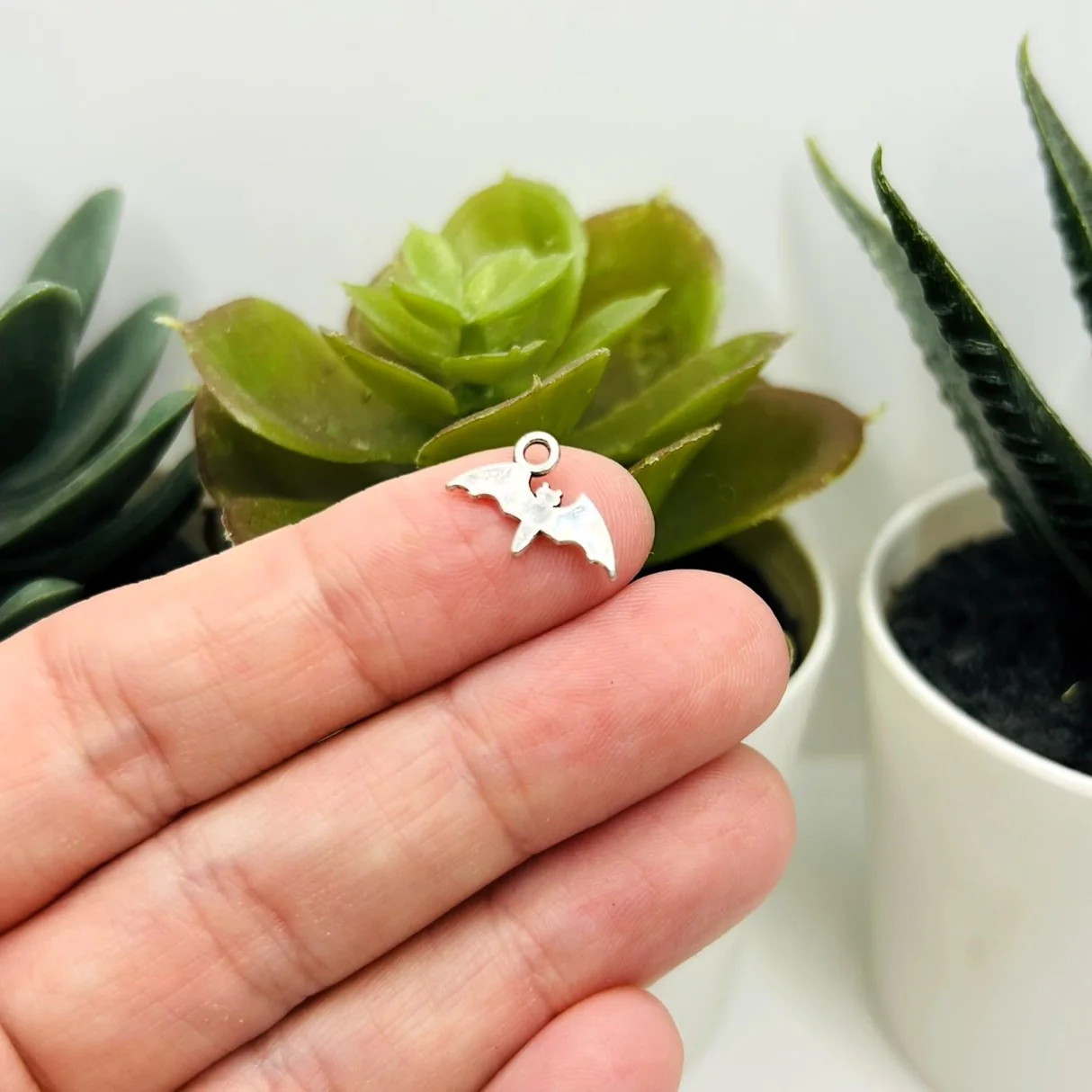 Small Silver Bat Charms, 9.5x14mm – US Seller