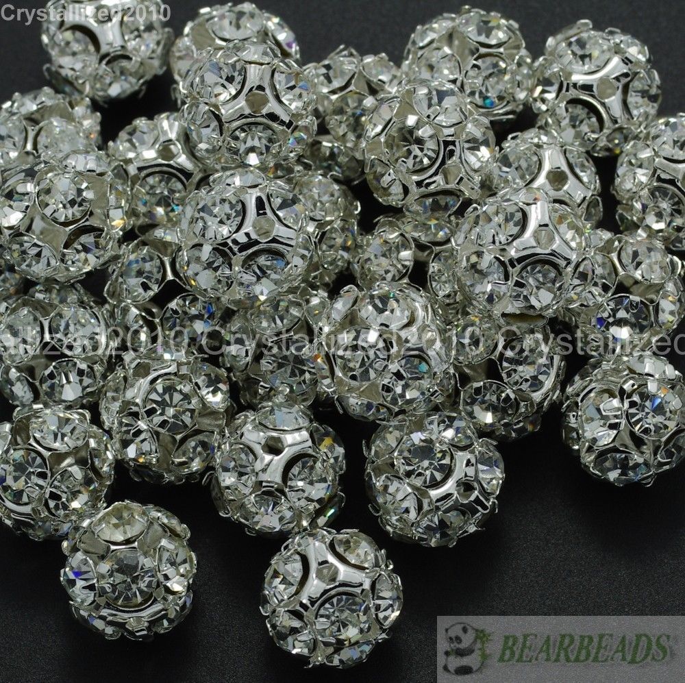 10pcs Crystal Rhinestones Pave Round Ball Spacer Beads Pick your Color and Sizes