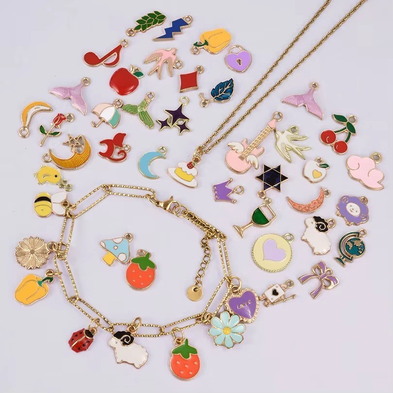 100pcs Random Mix Enamel/Drip Oil Charms For Jewelry Making Bulk Trinkets