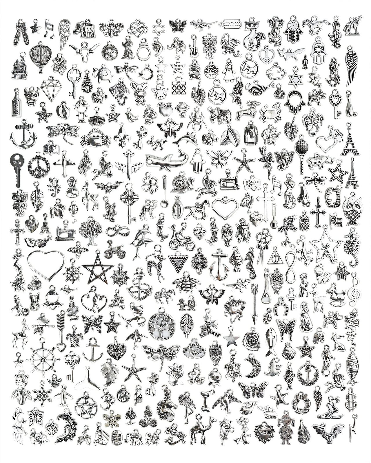 300 PCS Wholesale Bulk Lots Jewelry Making Charms Mixed Smooth Tibetan Silver…