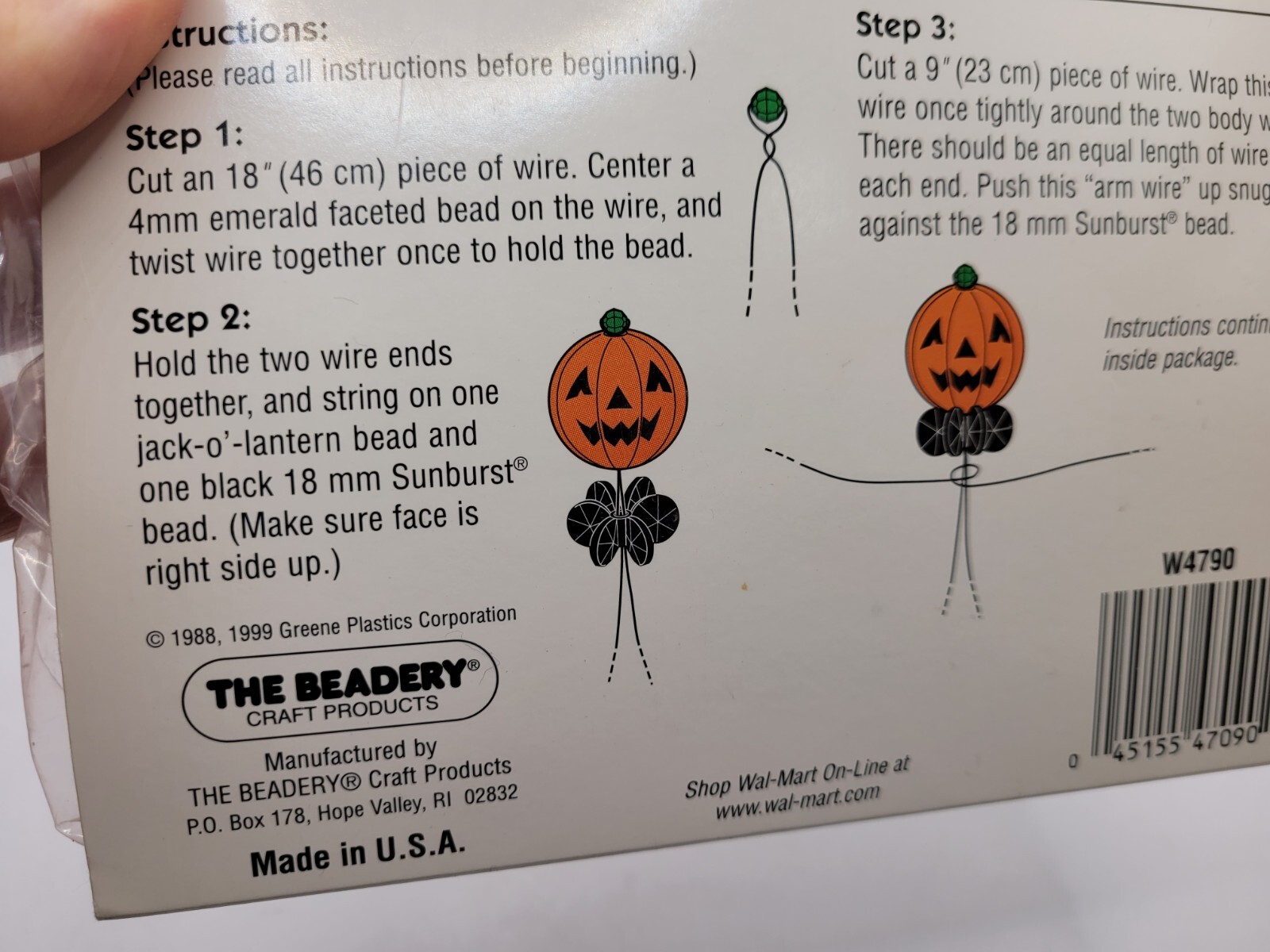 The Beadery PUMPKIN PEOPLE Bead Beading Halloween Ornament Kit Makes 4 Vtg