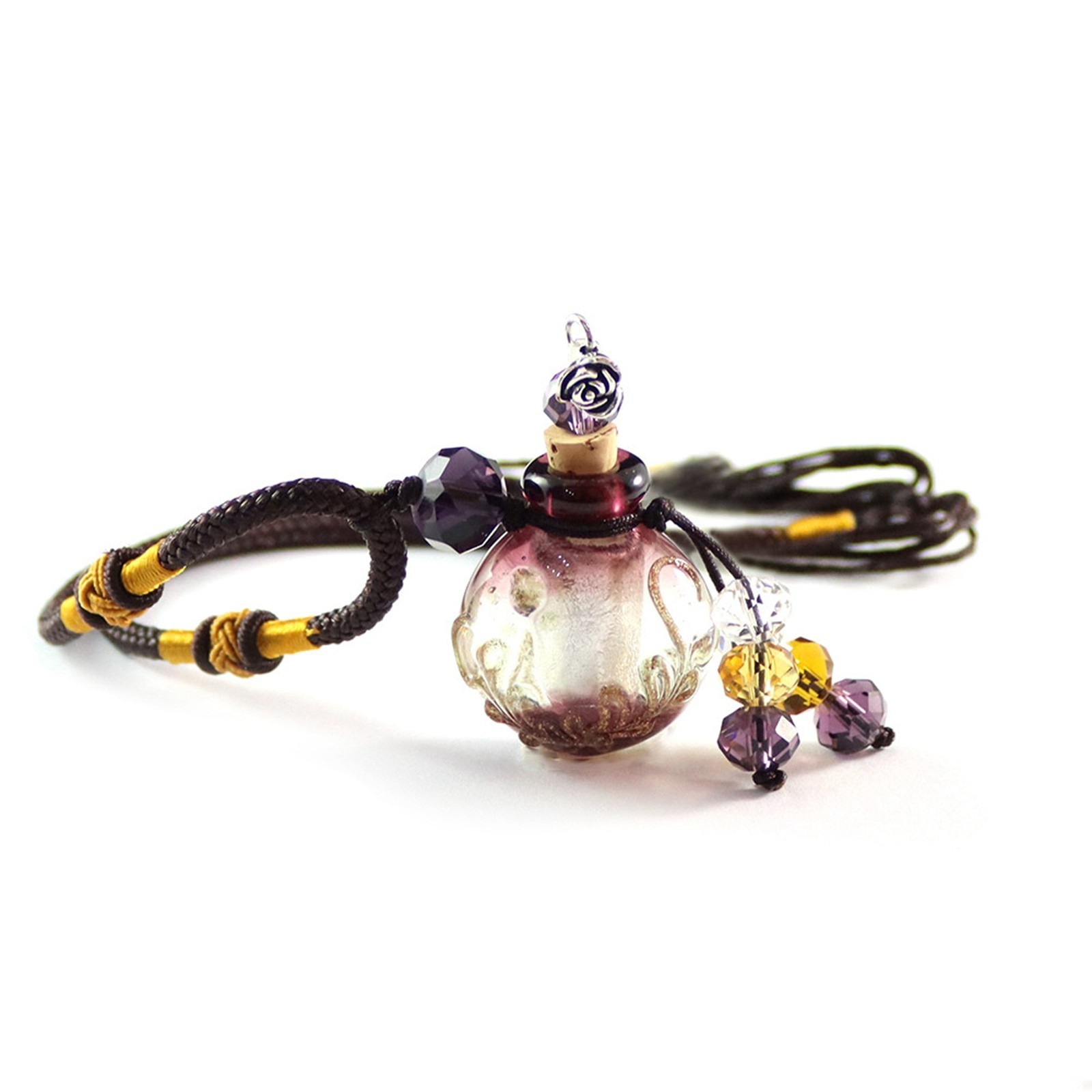 Glass Vial Bottle Pendant Necklace Perfume Empty Essential Oil Diffuser Handmade