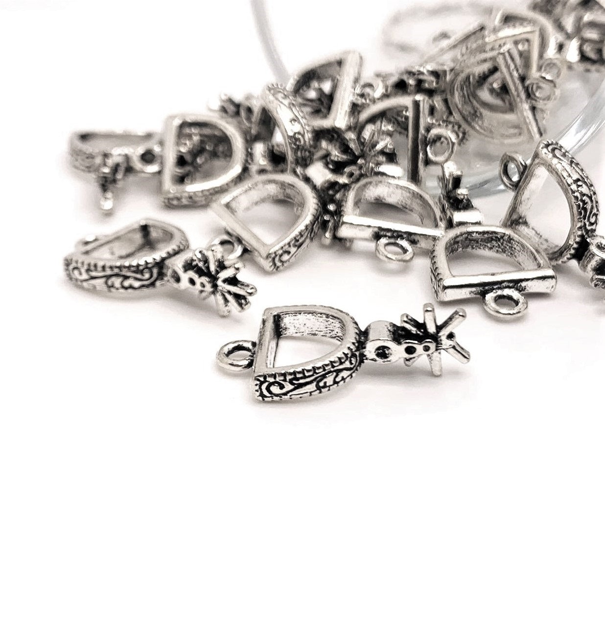 Silver Cowboy Spur Charms, 23x12mm – US Seller