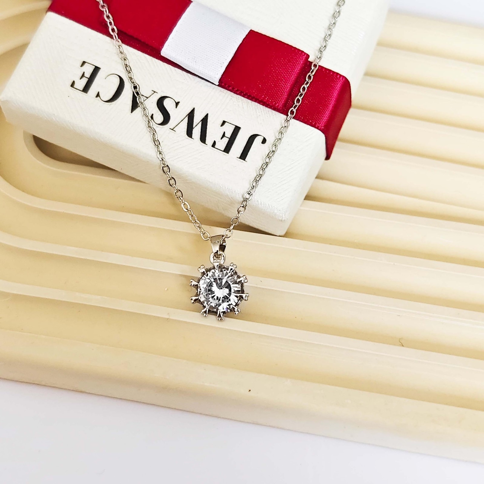 Moissanite Diamond Necklaces for Women, 1CT 14K White Gold plated Sterling – 03