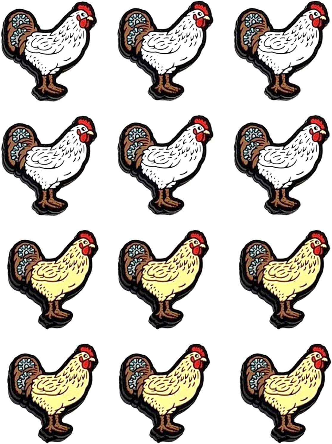 12PCS Chicken Silicone Beads, Animal Beads for DIY Craft Making | Cute Rooster D