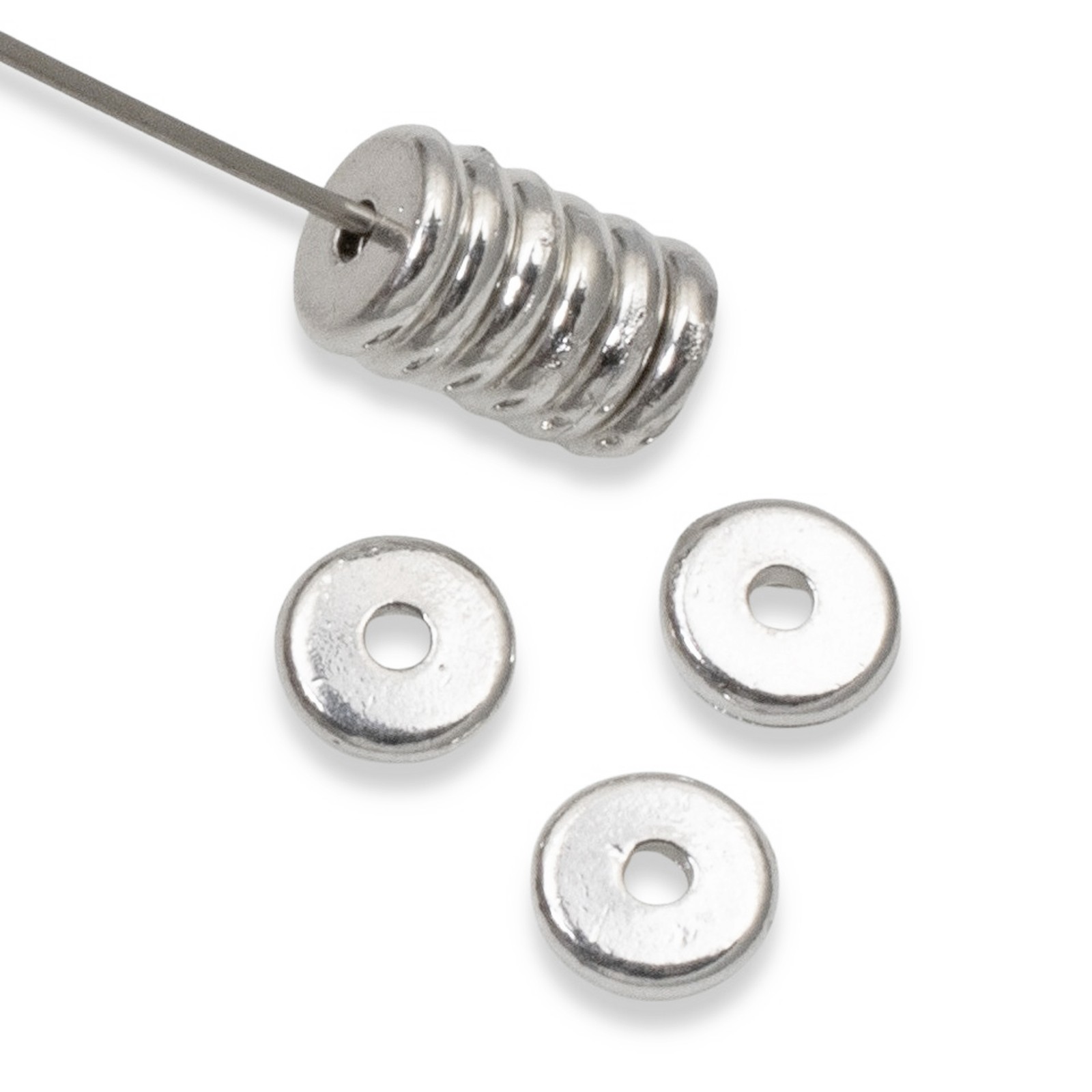 Bright Silver 6mm Disk Beads, 25-Pack Contemporary Spacer for Quality Crafting