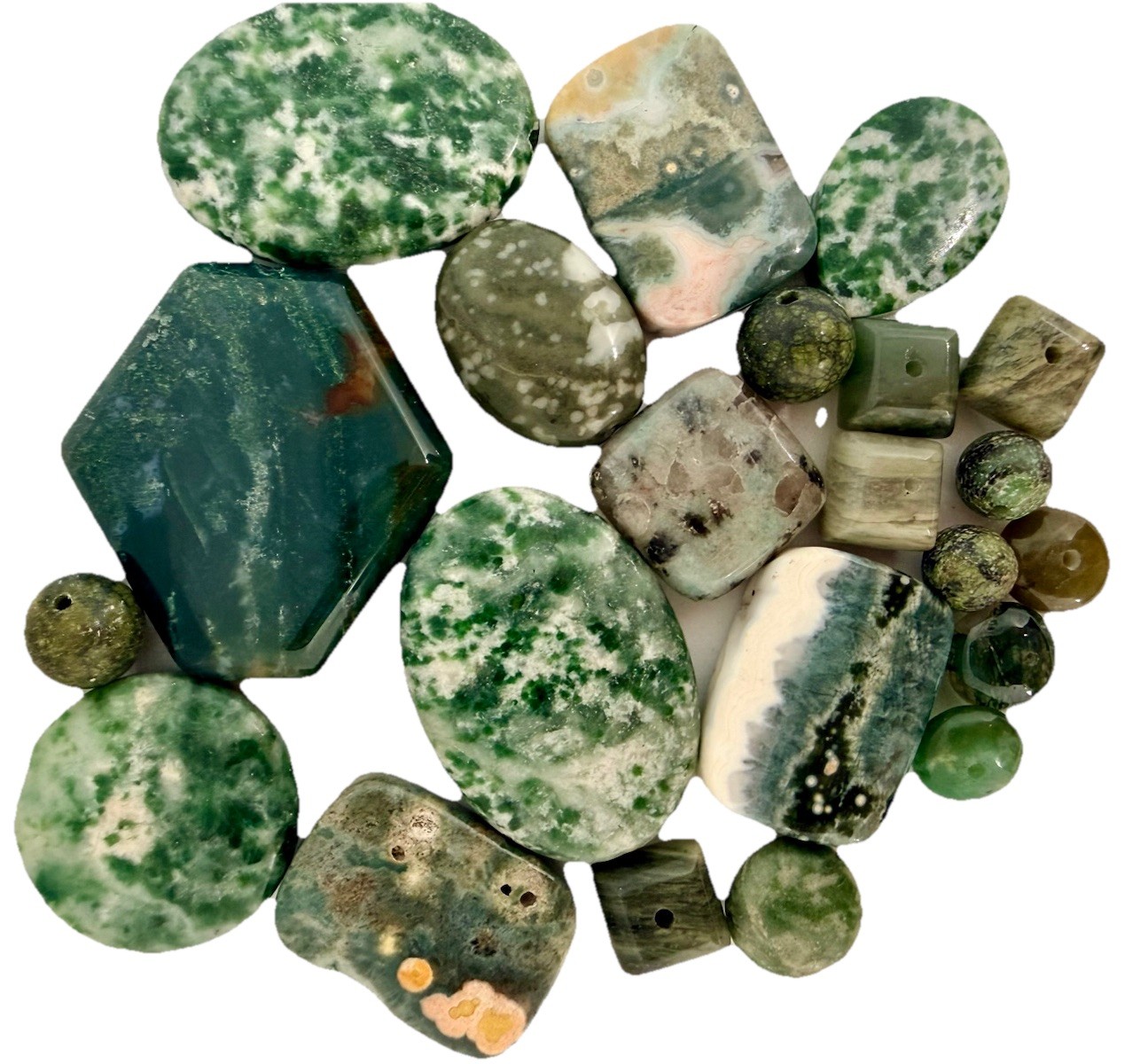 Assortment Of Gemstone Focal Beads Geometrical Shapes 8-30mm Qty:22