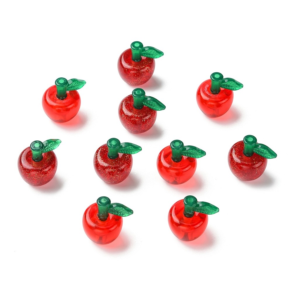 20x Transparent Acrylic Bead Apple Glitter Powder Spacer Bead for Jewelry Making