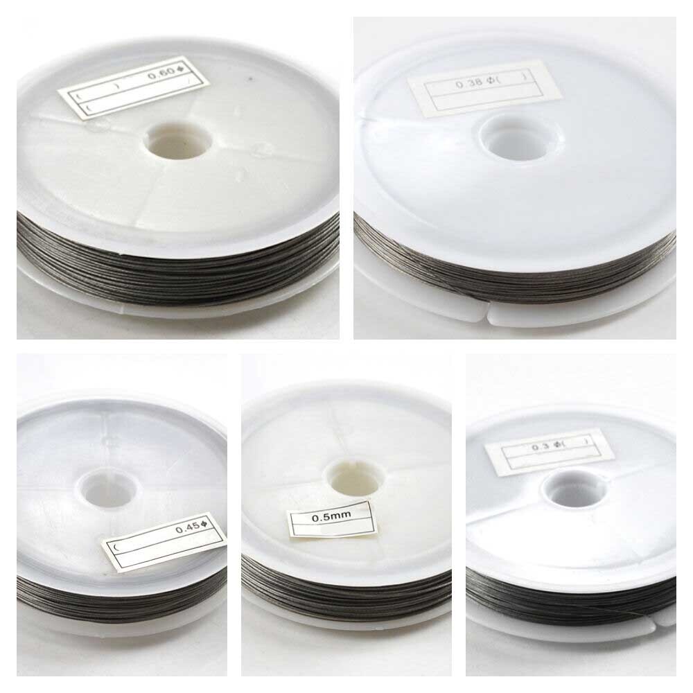 5/10rolls 0.3/0.35/0.38/0.45/0.5/0.6mm Steel Tiger Tail Beading Wire Cord Thread