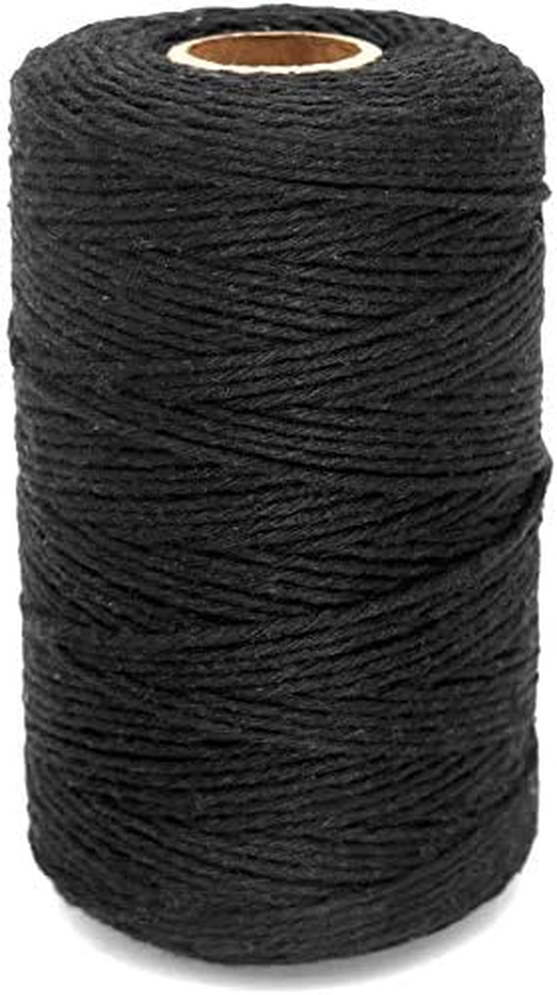 Black Cotton String, 2MM 656 Feet Cotton Bakers Twine, Natural Cotton String for