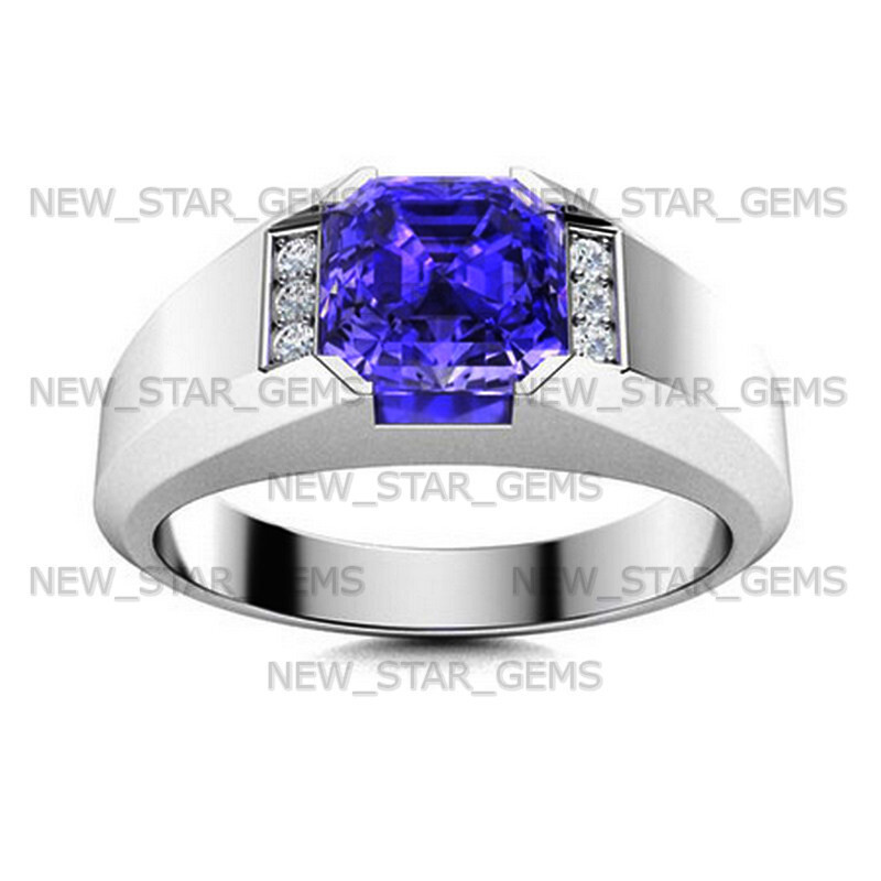 Blue Tanzanite Gemstone Ring For Men’s 925 Sterling Silver Ring Handmade Jewelry