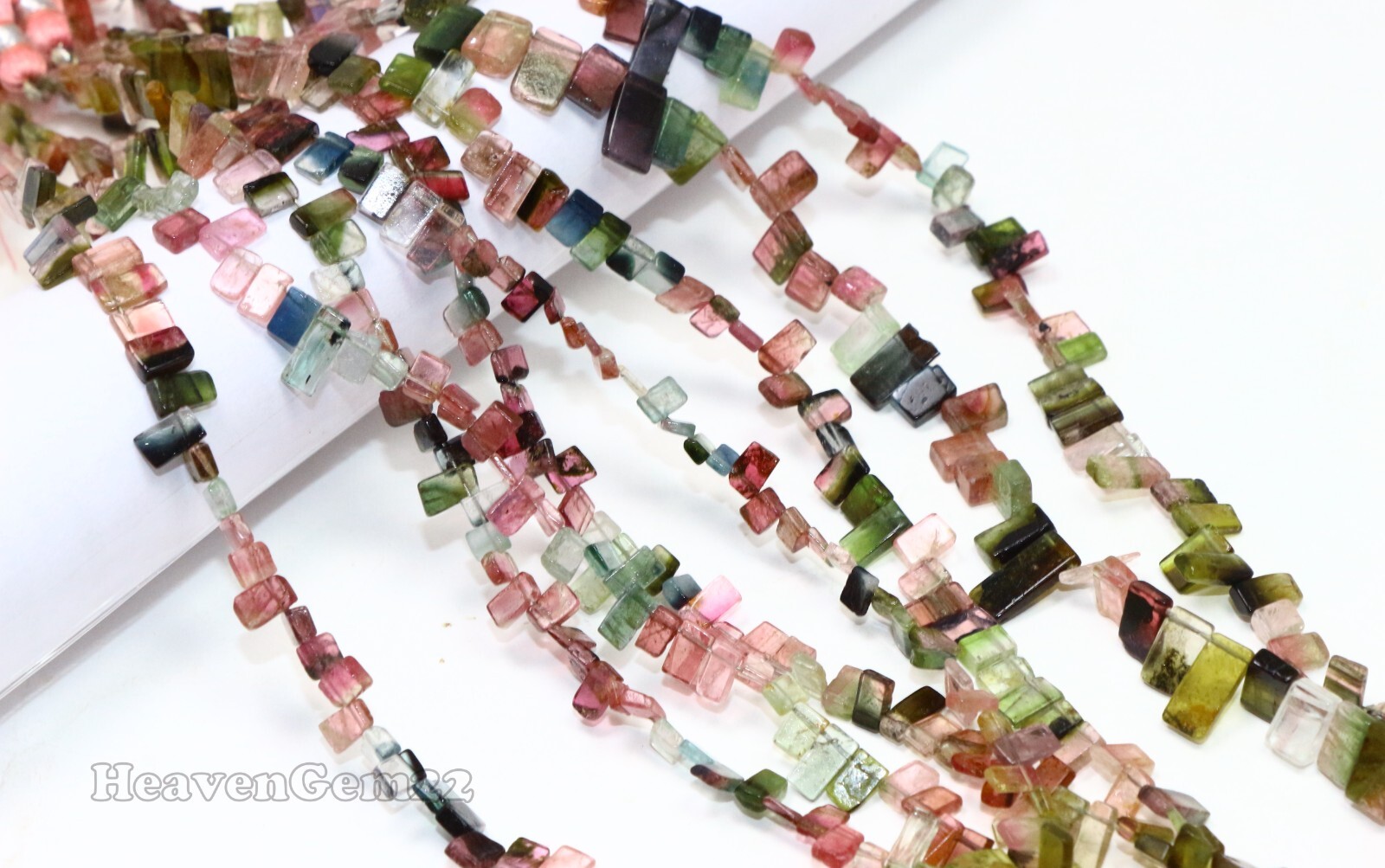 AAA Natural Multi Tourmaline Slice Rough 4-10mm Gemstone Beads 8 Inch Long