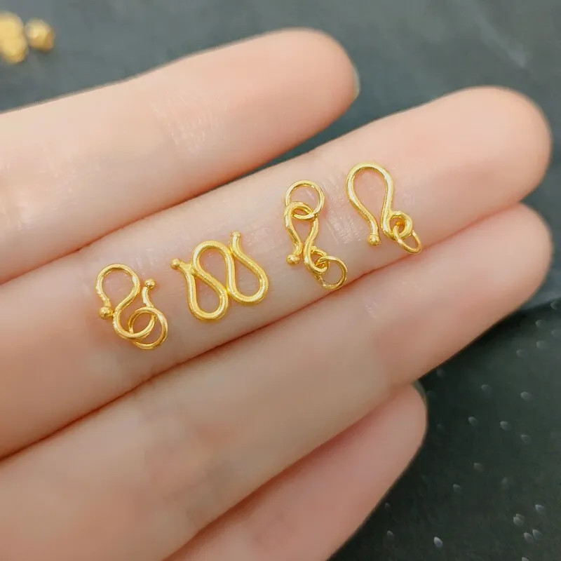 1pcs Pure 999 24K Yellow Gold M W S Clasp Extend Connector Diy For Chain