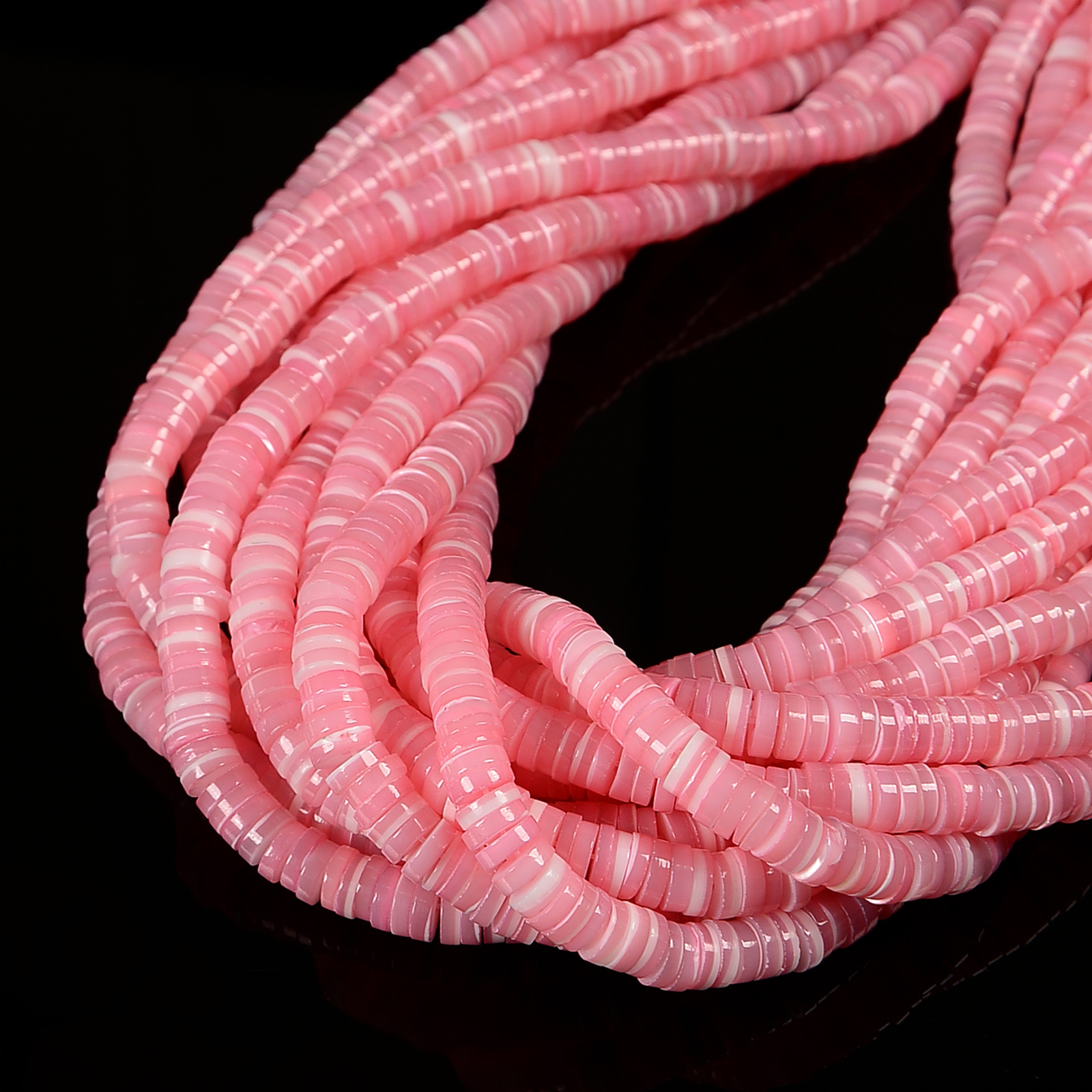 Pink Mother of Pearl MOP Shell Heishi Disc Beads 2x4mm 2x6mm 2x8mm 15.5″ Strand