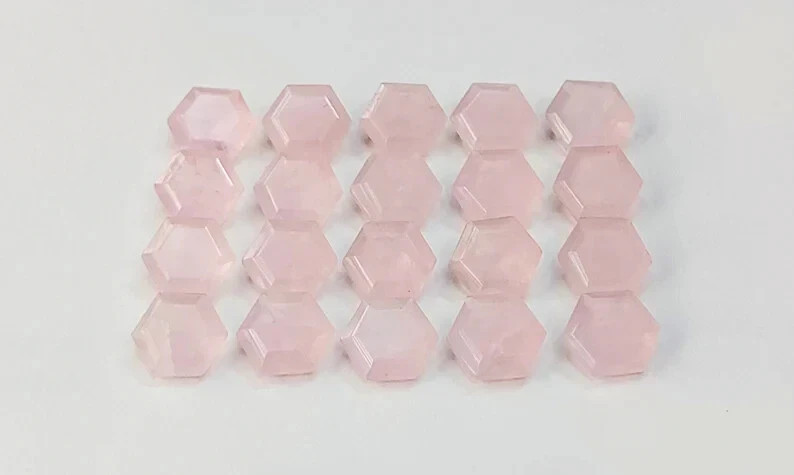 Wholesale Natural Rose Quartz Faceted Hexagon shape Loose Gemstone Lot Jewellery