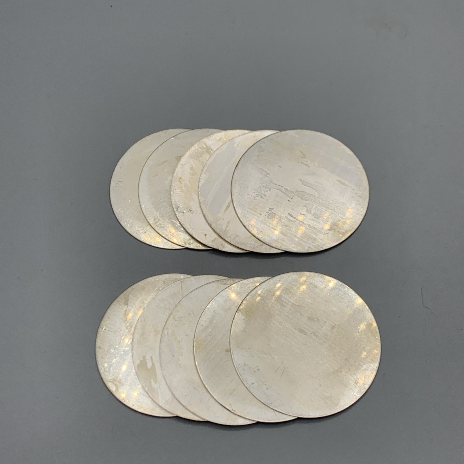 1.5” .925 Sterling Silver 28 Gauge 10 Piece Pack Blank Disks Weighing 60g Tw