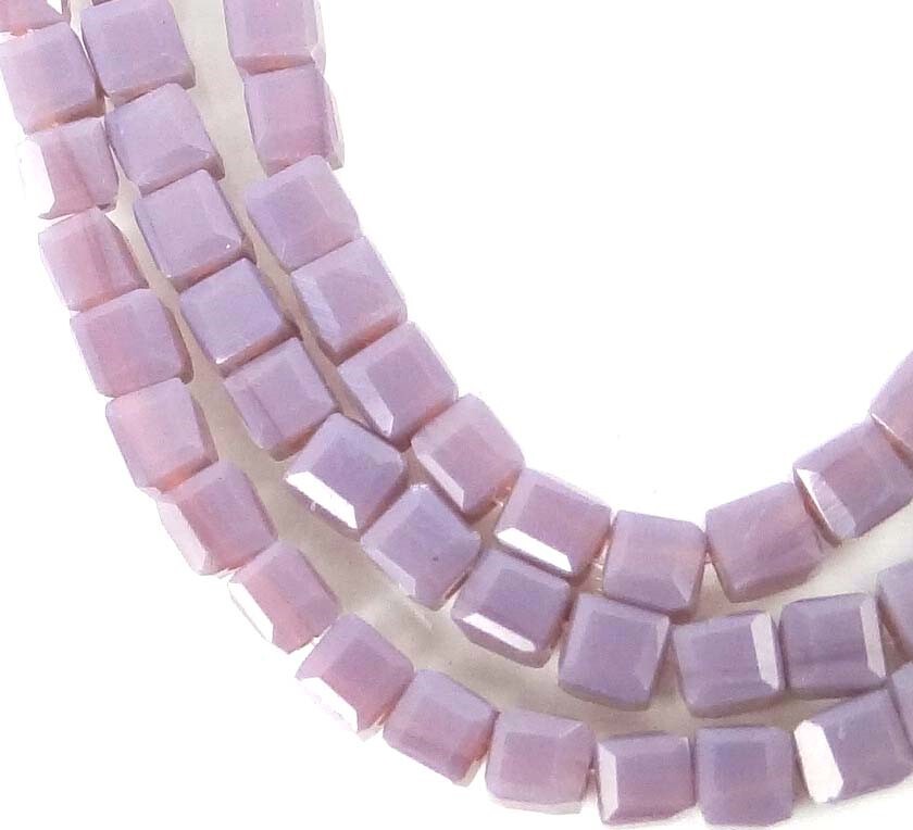 100 Czech Firepolish Glass Faceted Cube Beads 3mm – Opaque Lilac / lavender