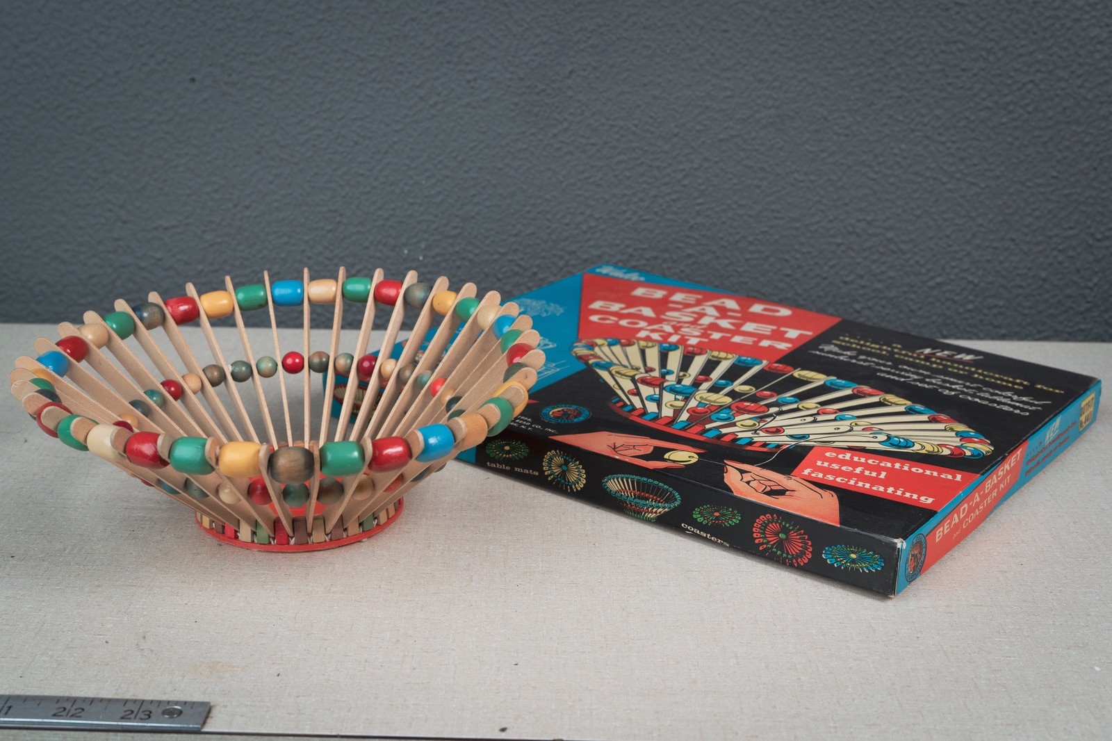 Mid Century Atomic Modern Walco Bead-A-Basket Kit w/ Box