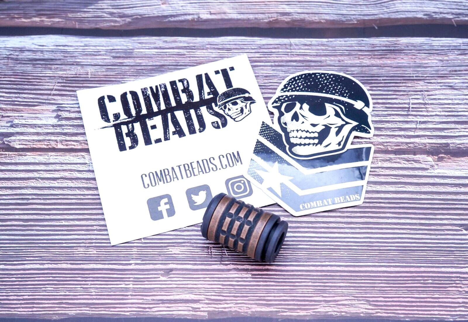 Combat Beads Full Size V2 MOAB Bead, Blackened Titanium W/Aged Brass