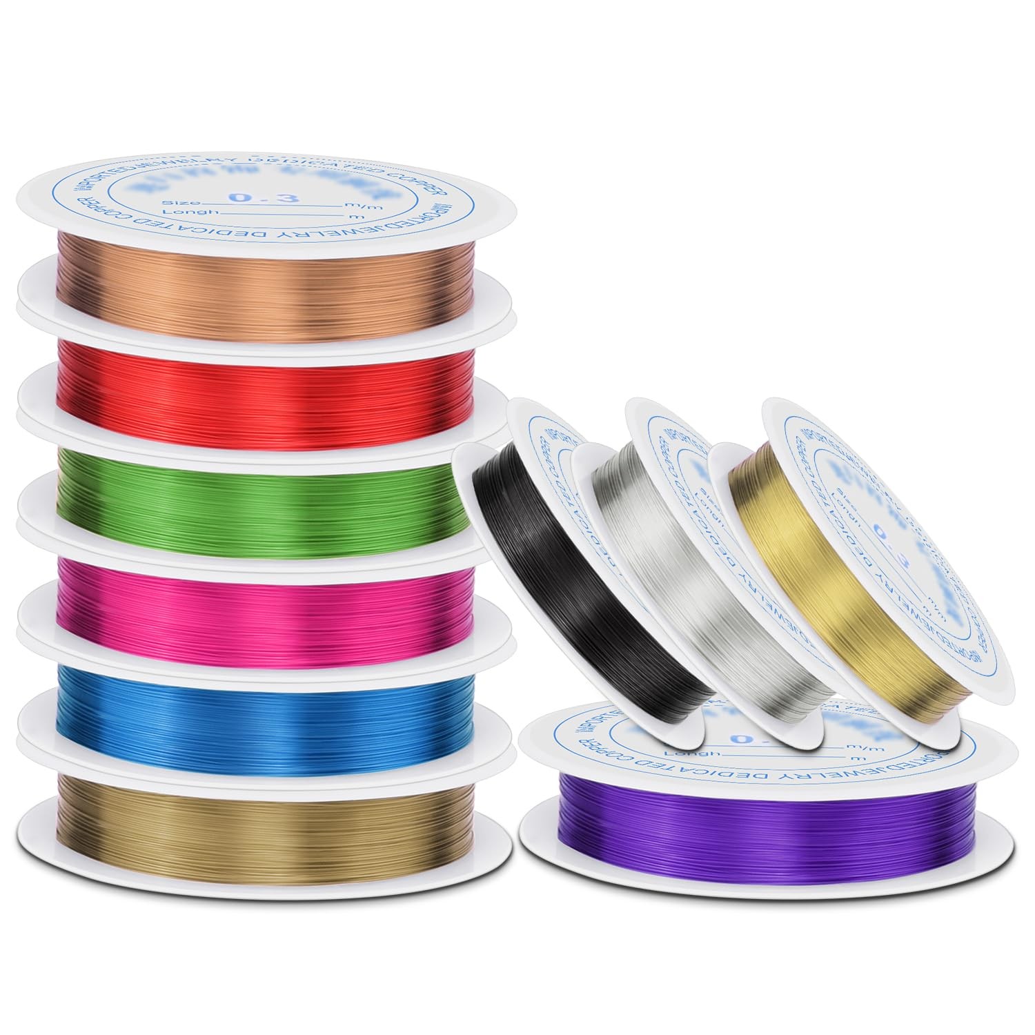 10 Rolls 0.3mm Multicolor Copper Jewelry Beading Wire for Bracelet Earrings