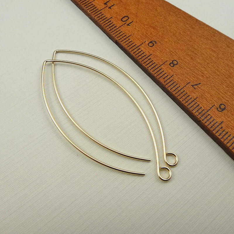 Gold Filled 2″ Ear Hooks – 14/20 Yellow Gold Filled – Leaf Style Large Ear Wires