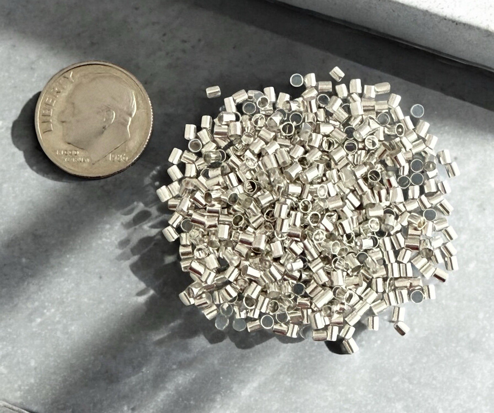500 Bright Silver Brass Crimp Tubes 2x2mm Stopper Beads for Jewelry Making Bulk
