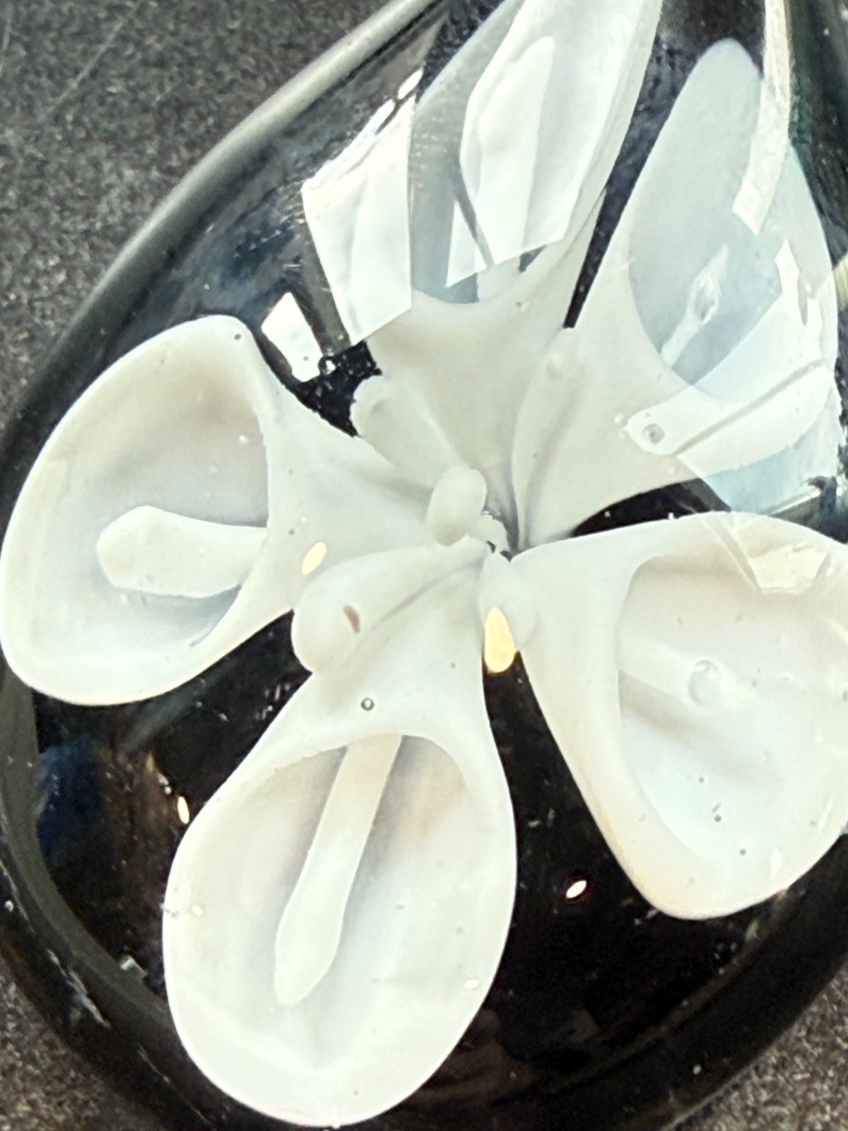 Hand Made Artisan Glass Pendant Flower Black White for Crafting Jewelry