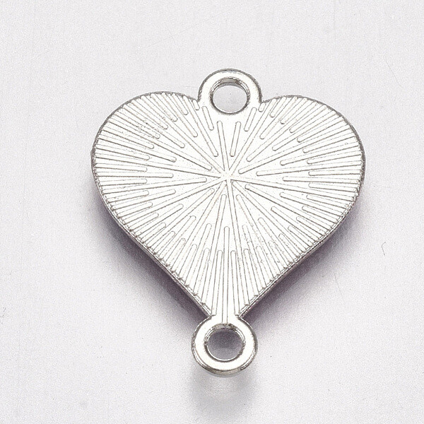 3 Heart Charms Connector Pendants Silver Enamel Assorted Lot Love Jewelry