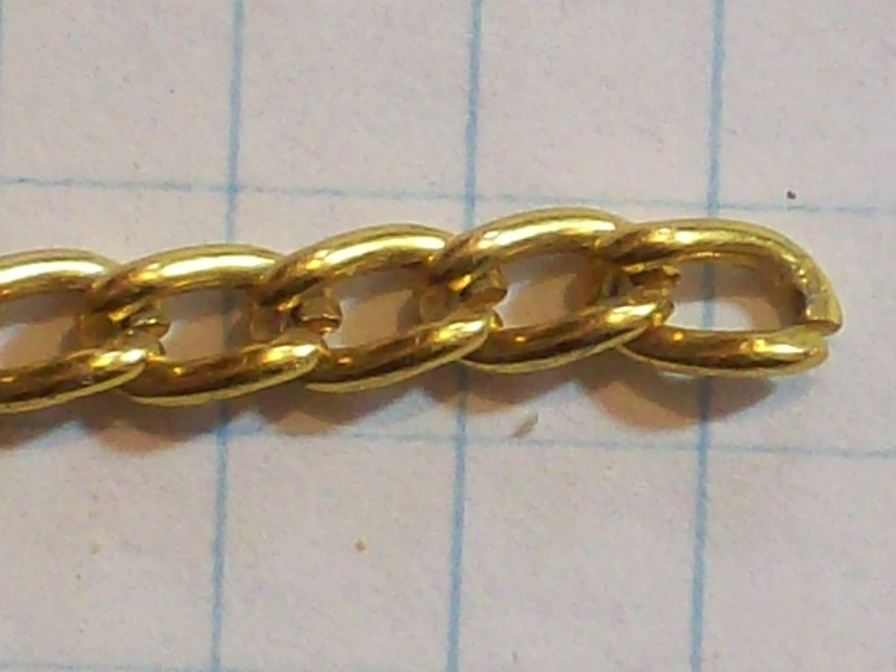 CHAIN W ONLY ALUMINUM GOLDISH PLATE LARGE FIGURE 8 LOOP ON 1 END 3 INCHES LONG *