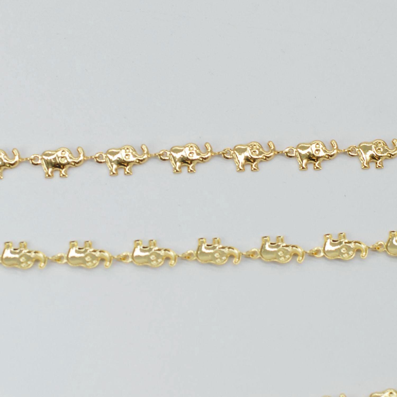 1Foot 18K Gold Plated Elephant Link Chain, Minimalist Jewelry Necklace DIY Supp