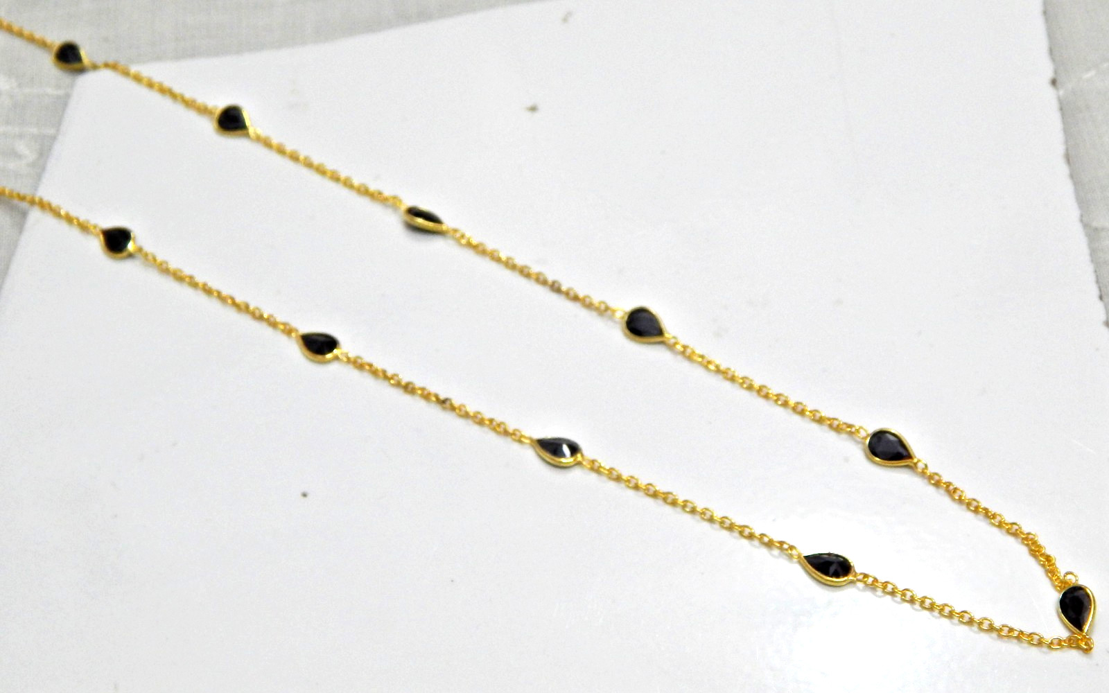 925 Sterling Silver Natural Black spinal gold-plated necklace with handmade