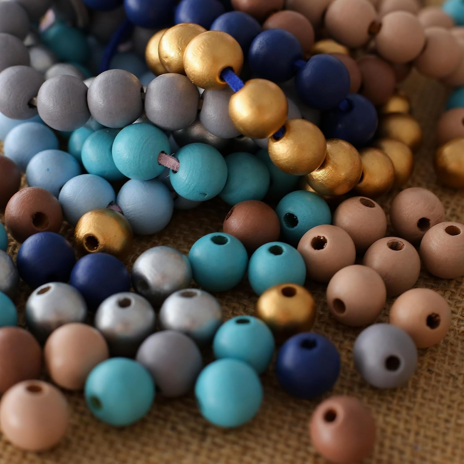 500Pcs Colored Wooden Beads round Blue Wooden Beads Colorful Natural Wood Beads