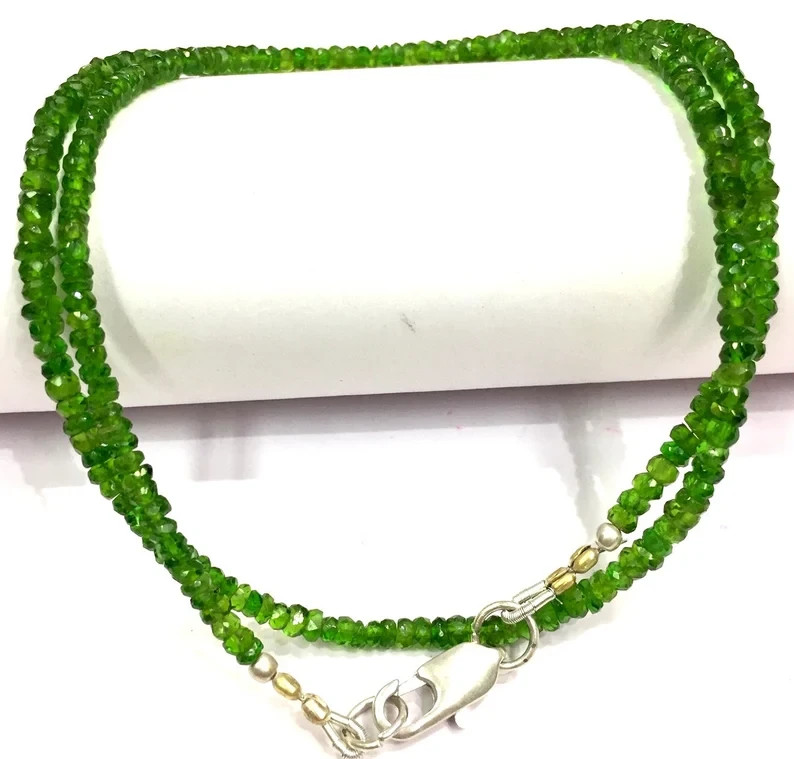 AAA QUALITY Great Luster Natural Chrome Diopside Beads Faceted Rondelle Beads.