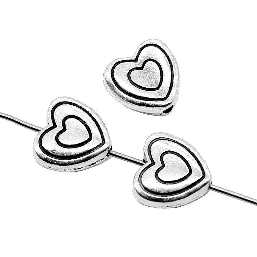 180 Pcs Tibet Silver Heart Spacer Beads 10MM B14363