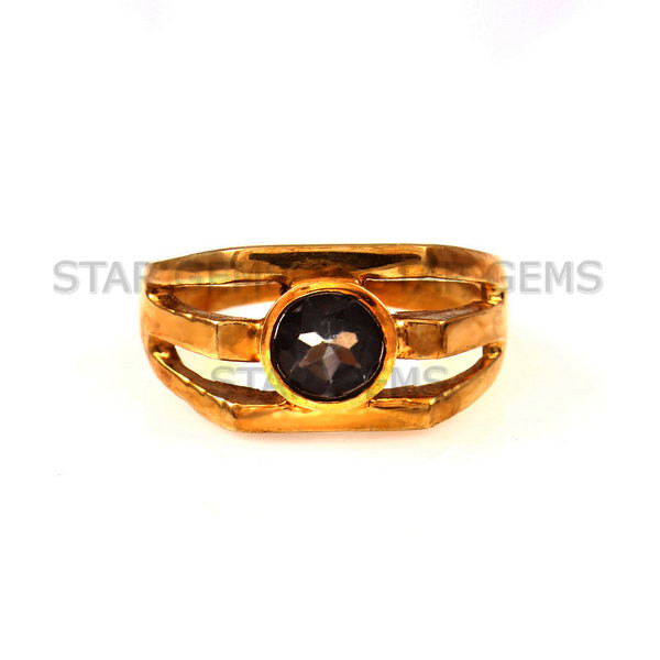 Natural Smoky Quartz Handmade Ring 14k Gold Silver Men’s Beautiful Ring #A274