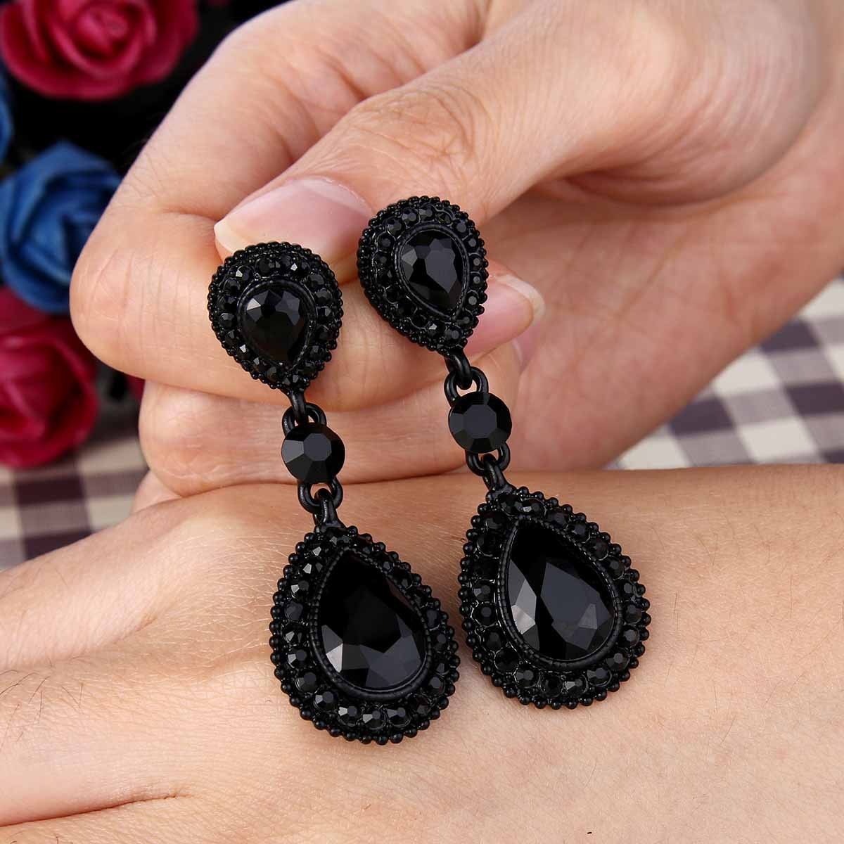 Wedding Bridal Dangle Earrings for Women Crystal Teardrop Infinity Figure 8 Jewe