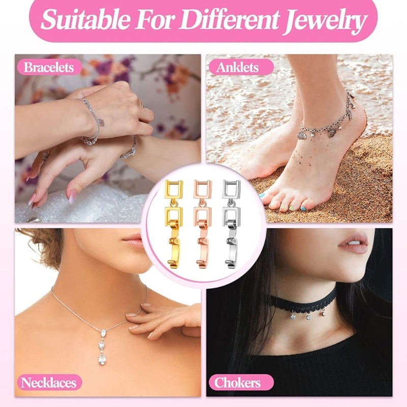 5 Pcs Foldover Extension Jewelry Clasp Necklace Bracelet Extenders Easy to Use