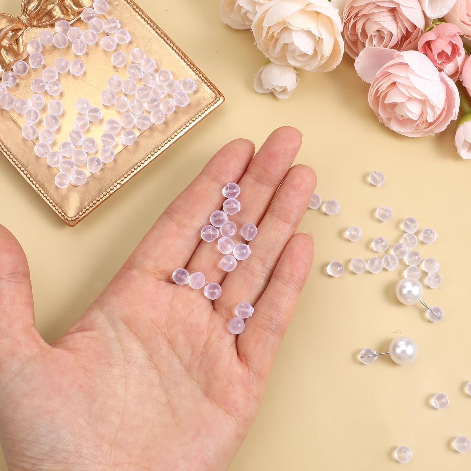 100 Pcs Comfort Clear Earring Backs for Studs, Silicone Soft Earring Backs DIY