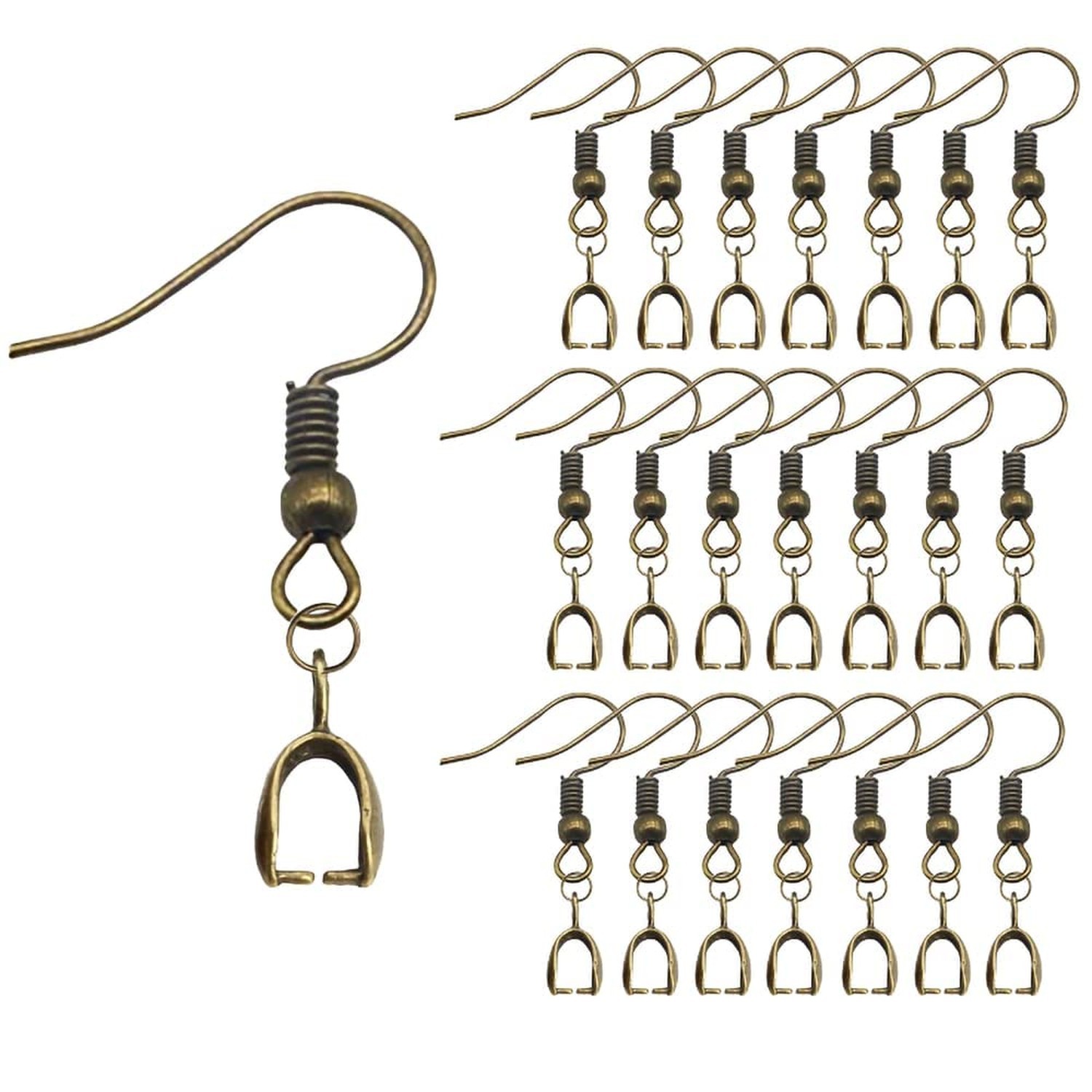 KJMYYXGS 50PCS Earring Hooks with Pinch Bails Clasp for DIY Earring Making (B…