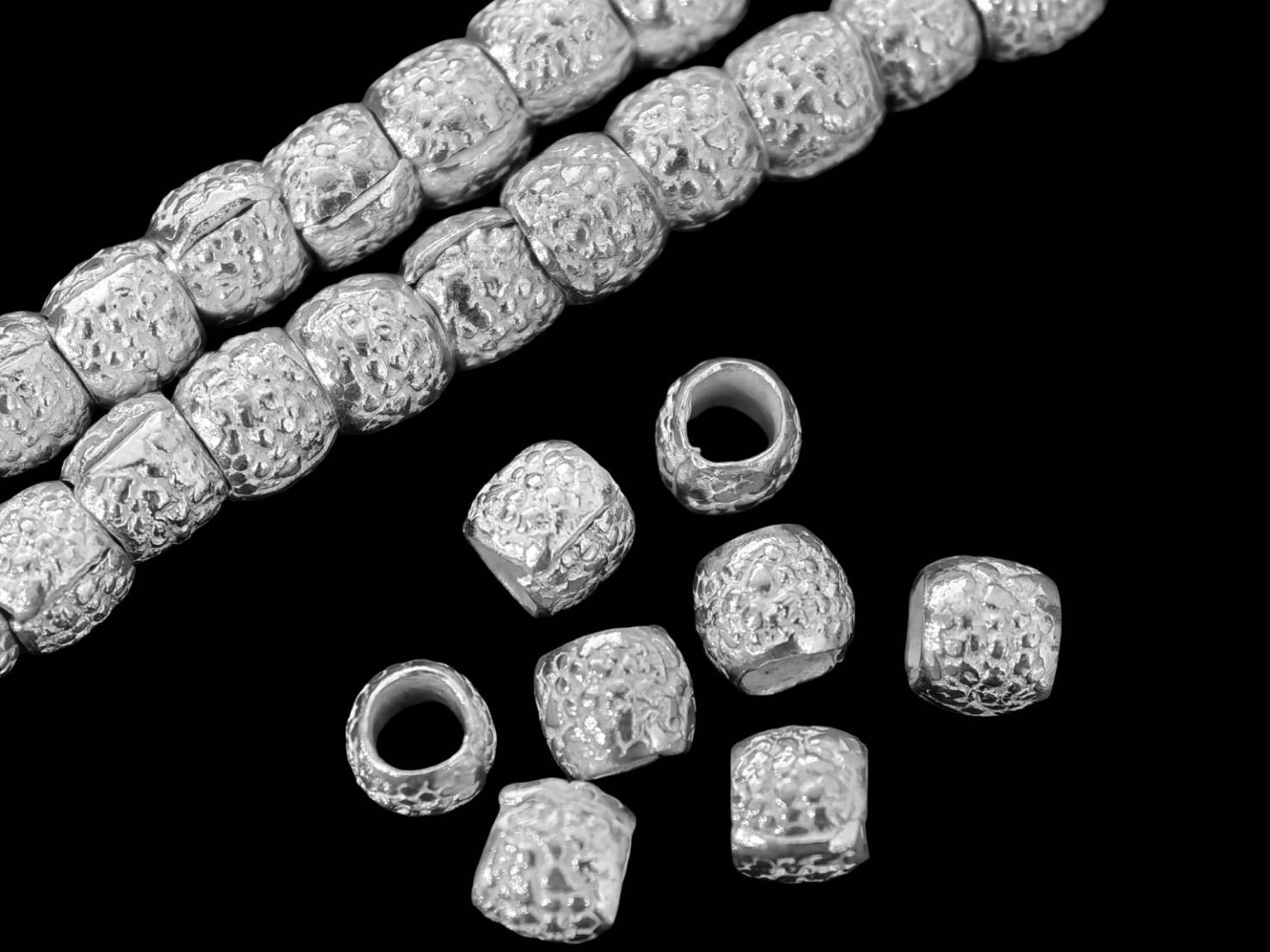 Silver beads Karen hill tribe silver Stardust texture bead
