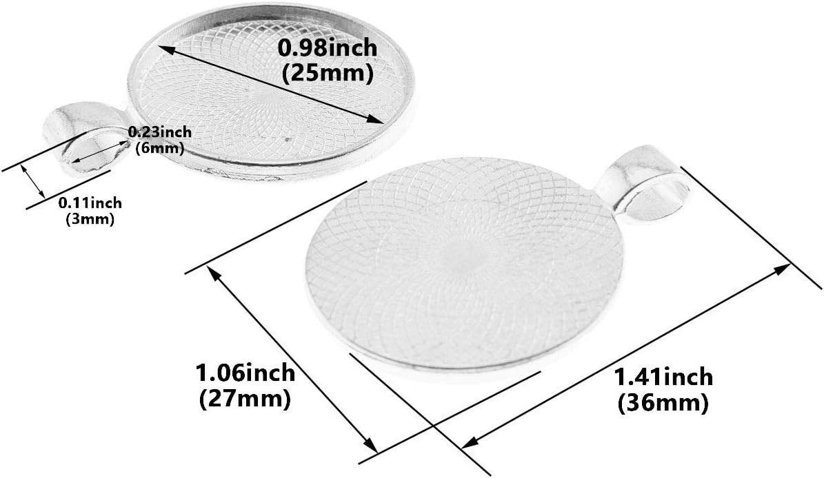 Versatile 25mm Round Pendant Bezels – 25 Pcs Bright Silver for DIY Creations