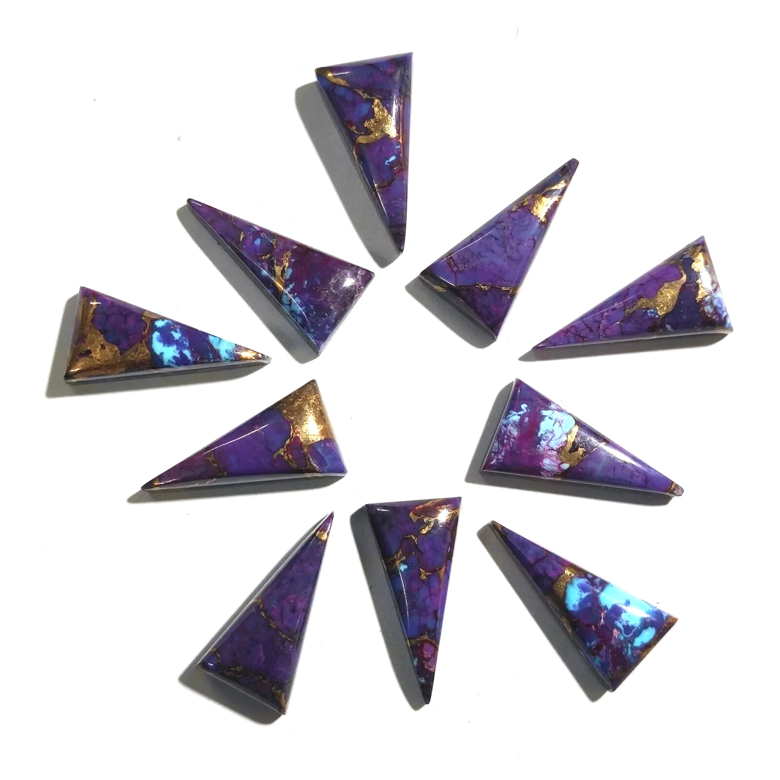 Wholesale Purple Copper Turquoise Cabochon Pyramid shape Loose Gemstone.