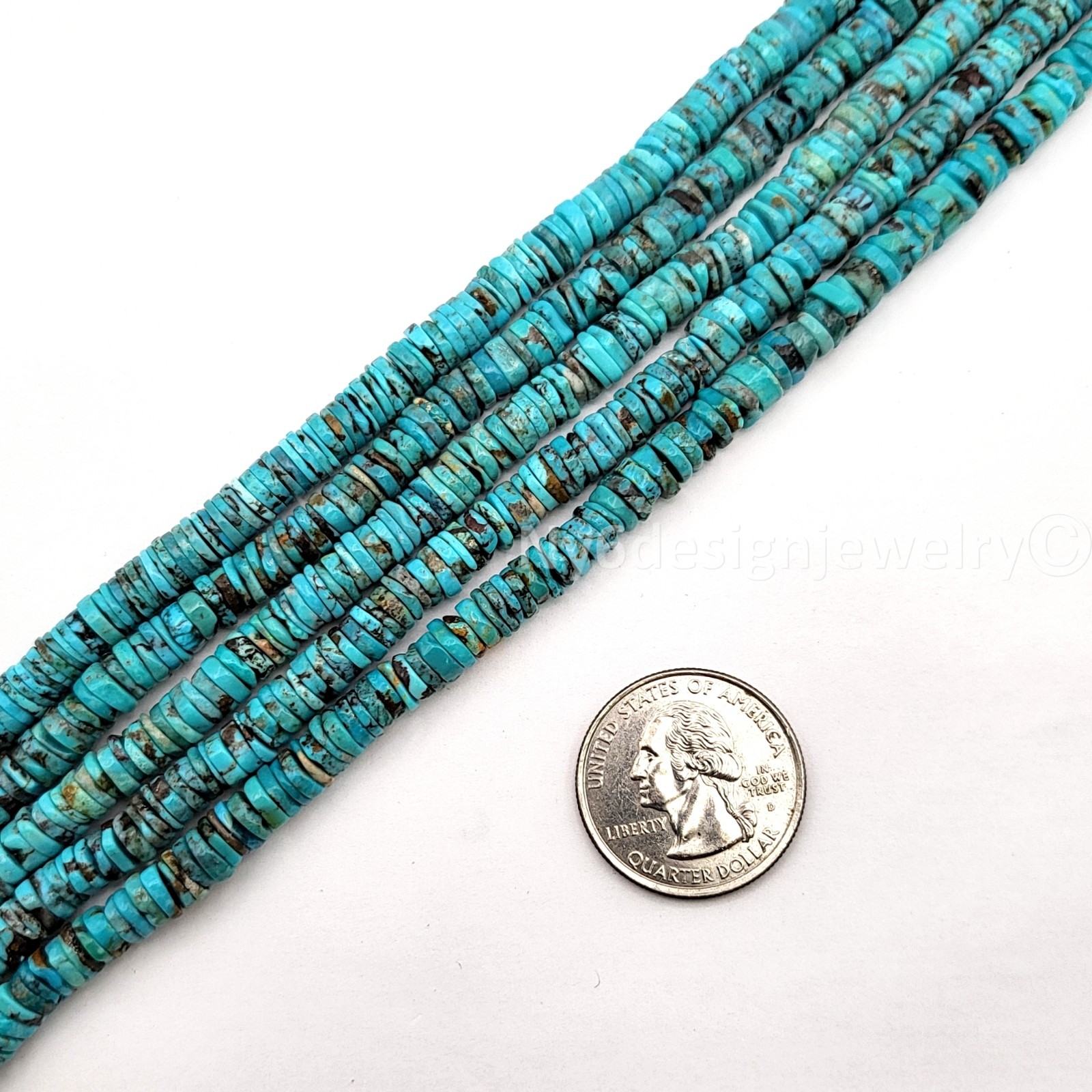 Natural Turquoise Slice Disc Heishi– 6mm Bead Blue and Brown Turquoise – 16″