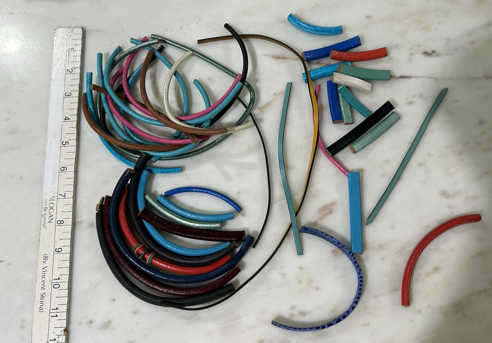Regaliz Licorice Leather Remnants pieces detach lot Random Colors, sizes, Shapes