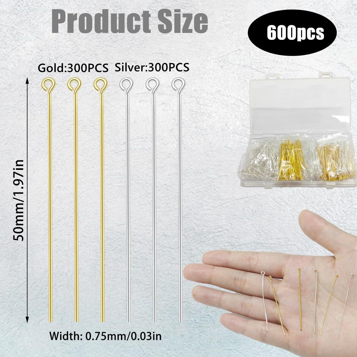 Free Shipping 600Pieces Flat Head Pins for Jewelry Making DIY Straight Head Pins