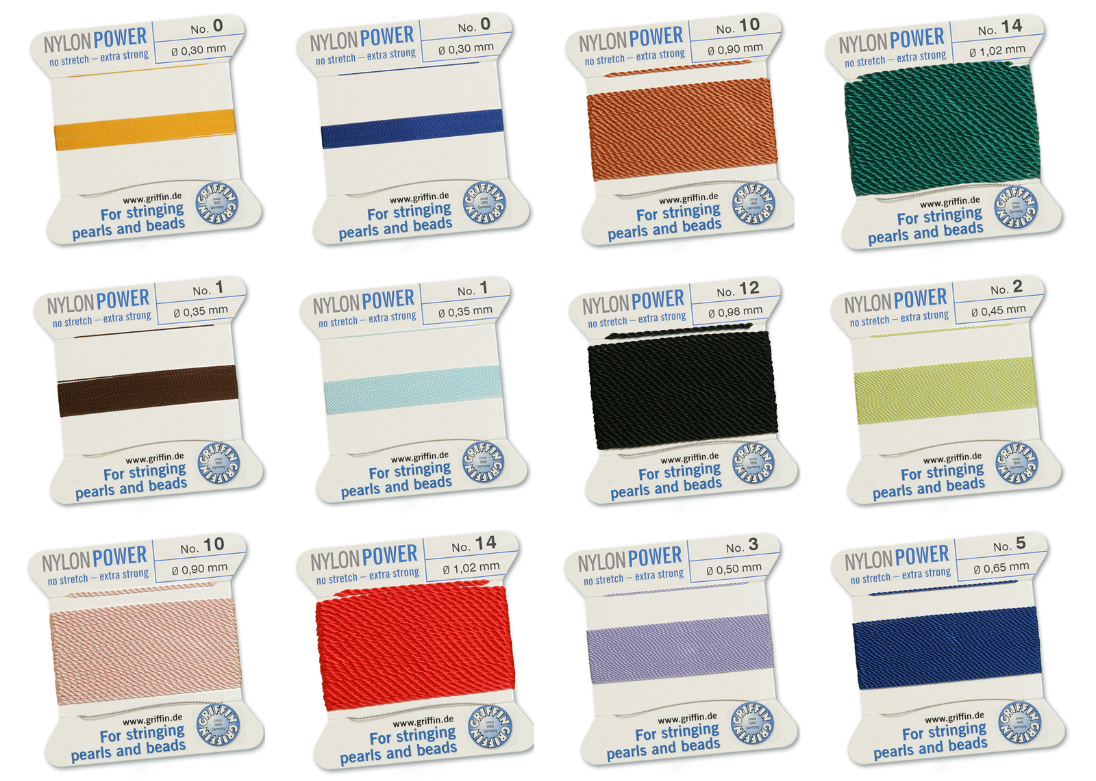 Griffin® PowerNylon Bead Cord with Needle 2m Length * 1, 2, 3, 4, 6, 8 Sizes