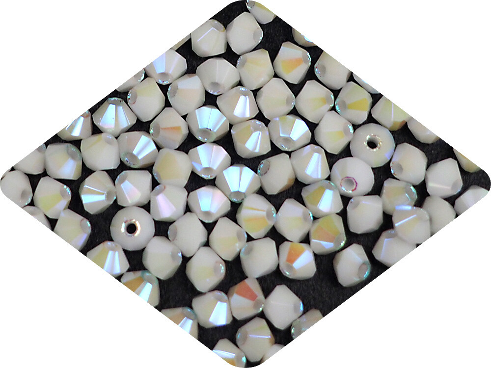 Czech Bicone Crystal Beads Chalk White AB2X opaque double Aurora Boreale 3mm 4mm