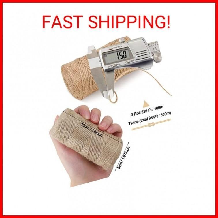 984 Ft Natural Jute Twine, Twine String, 3ply Thin Ribbon Hemp Twine, Twine for