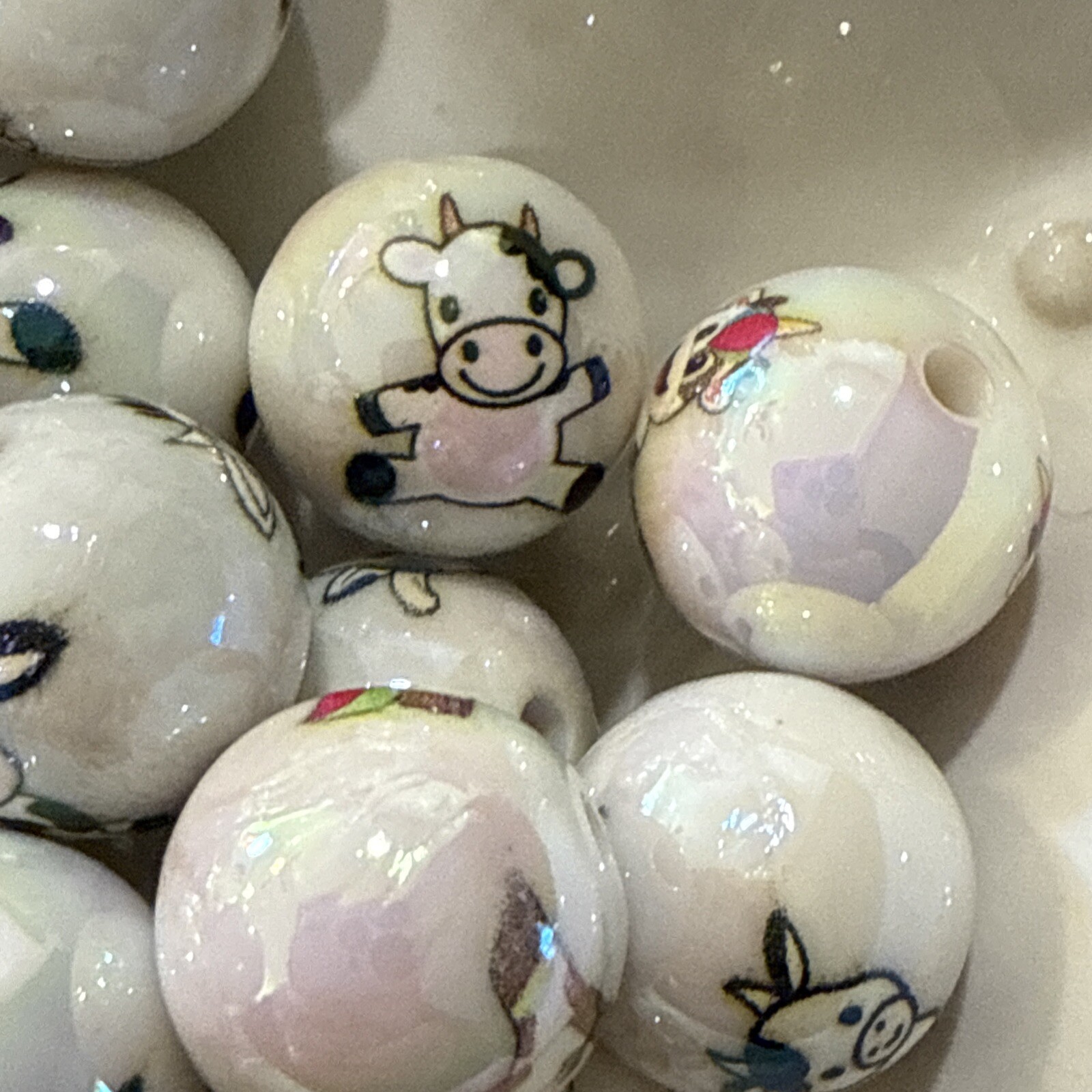 Cow Beads 16 Mm High Quality, Resin Bead Ships From The United States